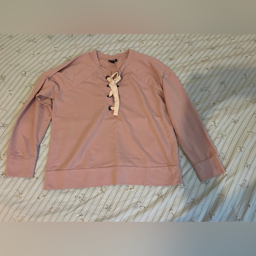 a.n.a Blush Lace-Up Top